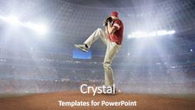  Presentation with baseball player - Slide set with baseball players in action background and a  colored foreground