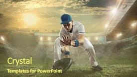  Presentation with stadium - Slide deck with baseball players in action background and a  colored foreground