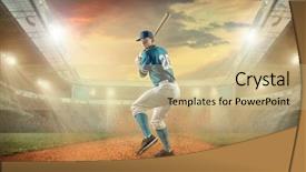  Presentation with stadium - Audience pleasing slide deck consisting of baseball players in action backdrop and a soft green colored foreground