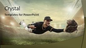  Presentation with stadium - Audience pleasing presentation theme consisting of baseball players in action backdrop and a  colored foreground