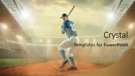  Presentation with stadium - Cool new presentation theme with baseball players in action backdrop and a soft green colored foreground
