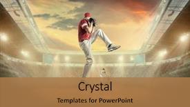  Presentation with baseball player - Slide set consisting of baseball players in dynamic action background and a coral colored foreground