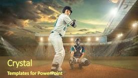  Presentation with educational action research - PPT layouts enhanced with baseball players in dynamic action background and a tawny brown colored foreground