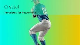  Presentation with dynamic - Presentation theme with baseball-players-in-dynamic-action background and a cyan colored foreground