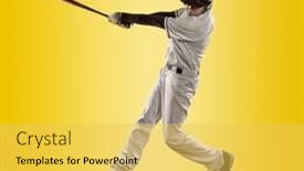  Presentation with dynamic - PPT layouts enhanced with baseball-players-in-dynamic-action background and a yellow colored foreground