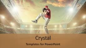  Presentation with dynamic - PPT theme having baseball players in dynamic action background and a coral colored foreground