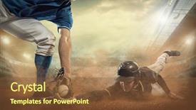  Presentation with activity - Presentation design enhanced with baseball players in game action background and a tawny brown colored foreground