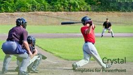  Presentation with baseball - Beautiful PPT theme featuring baseball players playing the sport backdrop and a mint green colored foreground