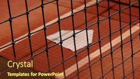  Presentation with baseball home plate - Theme having baseball-practice-area-fence background and a  colored foreground