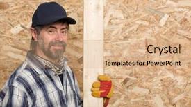 Presentation with plaque - Cool new slides with baseball presentation - carpenter holds a plaque backdrop and a  colored foreground