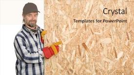  Presentation with points - Slide deck consisting of baseball presentation - carpenter points his finger background and a  colored foreground