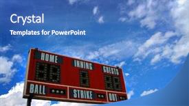  Presentation with football blue - PPT layouts having baseball scoreboard and blue sky background and a teal colored foreground