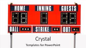  Presentation with football competition - Slide deck with baseball scoreboard and sky background and a white colored foreground