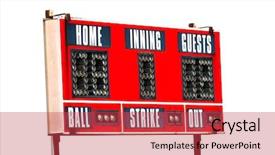  Presentation with football competition - PPT theme having baseball scoreboard and sky background and a red colored foreground