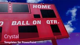  Presentation with scoreboard - Cool new PPT theme with baseball-scoreboard-red-competition backdrop and a violet colored foreground