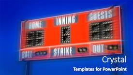  Presentation with scoreboard - Colorful presentation theme enhanced with baseball-scoreboard-with-details backdrop and a royal blue colored foreground
