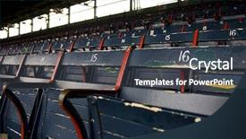  Presentation with stadium - PPT layouts consisting of baseball stadium - rows of empty seats background and a dark gray colored foreground