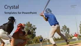  Presentation with baseball team - Cool new presentation design with baseball striker ready backdrop and a light blue colored foreground