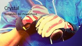  Presentation with baseball team - Cool new PPT layouts with baseball team - batter wearing gloves backdrop and a teal colored foreground