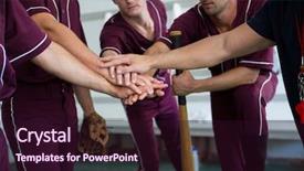  Presentation with locker room - Theme with baseball team doing high five background and a wine colored foreground