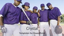  Presentation with baseball team - Cool new presentation theme with baseball team mates portrait backdrop and a light blue colored foreground