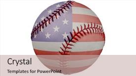  Presentation with baseball diamond - Theme having baseball with american flag background and a coral colored foreground
