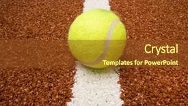  Presentation with lawn tennis a hard court - Audience pleasing PPT theme consisting of baseline - tennis ball on the court backdrop and a tawny brown colored foreground