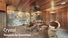  Presentation with area - Amazing PPT theme having basement area in luxury home backdrop and a violet colored foreground