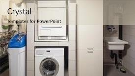  Presentation with apartment - Slide set consisting of washing machine for common use background and a soft green colored foreground