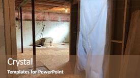  Presentation with renovation - Amazing slide deck having basement renovation in house backdrop and a coral colored foreground