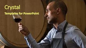  Presentation with sommelier - PPT theme having basement wine producer inspecting quality background and a tawny brown colored foreground