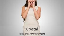  Presentation with grey - Audience pleasing slide deck consisting of bash - beautiful surprised young woman backdrop and a light gray colored foreground