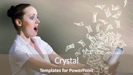  Presentation with tablet - Cool new presentation with bash - young pretty surprised woman using backdrop and a coral colored foreground