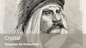  Presentation with journal - Slide deck enhanced with bashi-bazouk old engraved portrait irregular soldier of ottaman army by unidentified author published on l'illustration journal universel paris 1860 background and a gray colored foreground