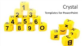  Presentation with white letters - Slide deck consisting of basic accountting - educational cubes with different numbers background and a white colored foreground