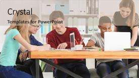  Presentation with muslim teenagers - Cool new slides with basic computer - group of teenagers doing homework backdrop and a mint green colored foreground