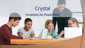  Presentation with teenagers - Audience pleasing slide set consisting of basic computer - group of teenagers doing homework backdrop and a lemonade colored foreground