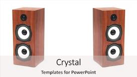  Presentation with speakers - Colorful slide deck enhanced with basic electrinic - pair of hi-fi speakers backdrop and a lemonade colored foreground