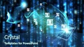  Presentation with social - Audience pleasing PPT theme consisting of basic electrinic - social network background against lines backdrop and a ocean colored foreground