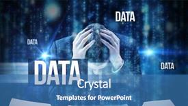  Presentation with data - Slide set consisting of basic electrinic - word data and businessman background and a teal colored foreground