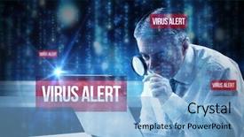  Presentation with alert - Presentation theme enhanced with basic electrinic - word virus alert and mature background and a light blue colored foreground
