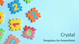  Presentation with basic - Presentation theme with basic green - children toys on blue background background and a cool aqua colored foreground