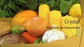 Presentation with grown - Theme having basic green - fresh vegetables healthy grown organic background and a yellow colored foreground