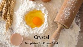  Presentation with basic - Cool new slide deck with basic ingredients for baking - eggs backdrop and a coral colored foreground