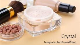  Presentation with basic - PPT theme with basic make-up products close-up background and a lemonade colored foreground