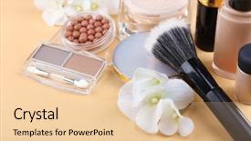  Presentation with basic - Presentation theme enhanced with jar tonal cream - basic make-up products close-up background and a lemonade colored foreground