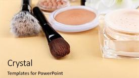  Presentation with basic - Presentation theme enhanced with basic make-up products close background and a blonde colored foreground