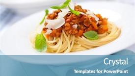  Presentation with italian cuisine - Presentation theme enhanced with basil and parmesan cheese italian background and a teal colored foreground