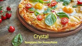  Presentation with egg pie - Presentation having basil leaves and egg background and a  colored foreground