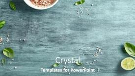  Presentation with leaves flat lay - Slide set with basil-leaves-lime-and-pink background and a seafoam green colored foreground